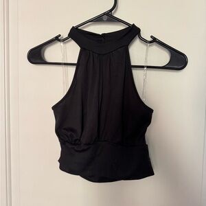 Fashion Nova Black Sleeveless Halter Crop Top